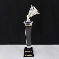 Trophée de badminton en métal or, argent, cuivre, trophée de compétitions sportives, récompenses de badminton en cristal pour les compétitions sportives
