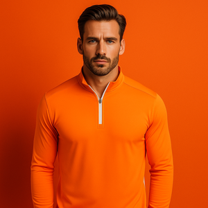 Pull-over personnalisé à fermeture éclair et quart de corps Sweat-shirt de golf brodé à manches longues et col montant Vêtements de plein air pour le printemps - Product Image 1