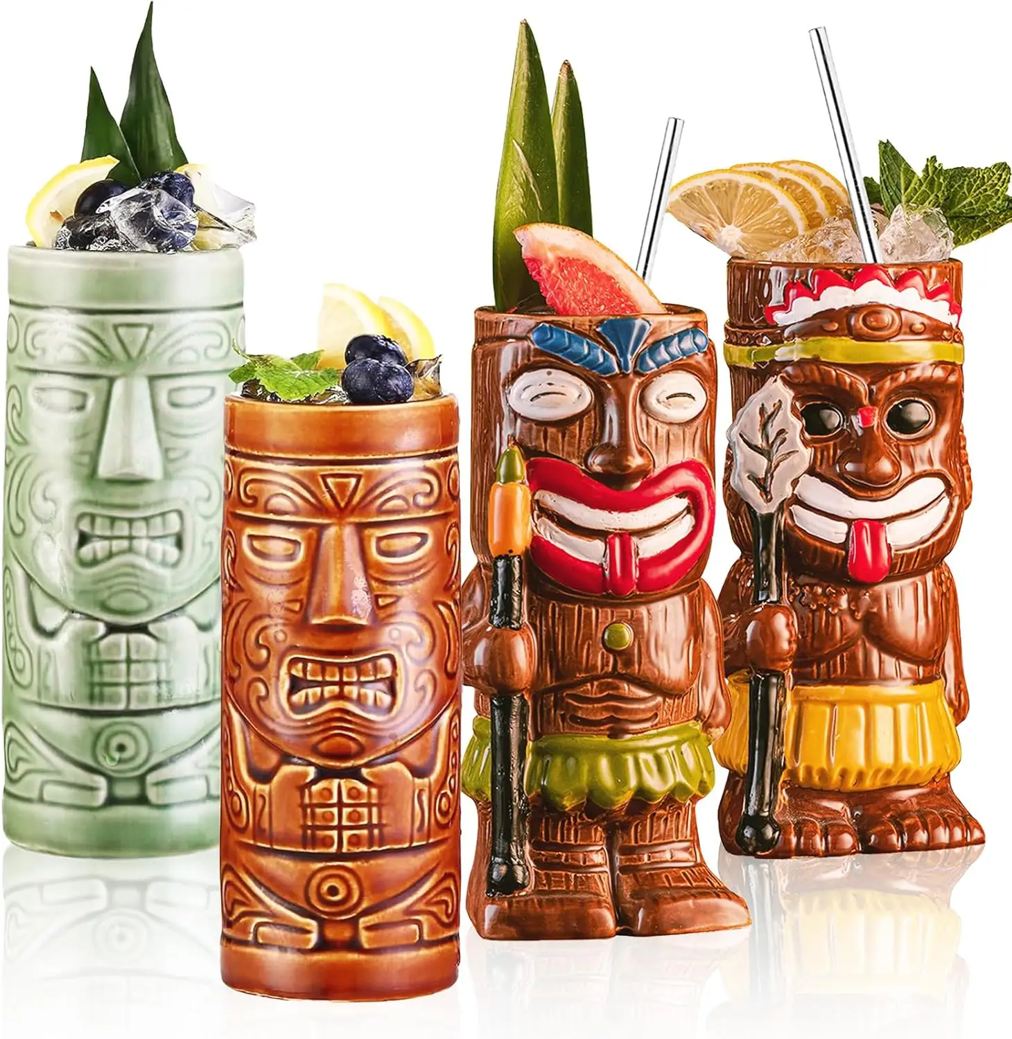 Handgemaakte Dieren Goedkoop Steengoed Gezicht Custom Handgemaakte Eenhoorn Grappige Hawaii Keramische Groothandel Tiki Mokken Ontwerp Cocktail Cup