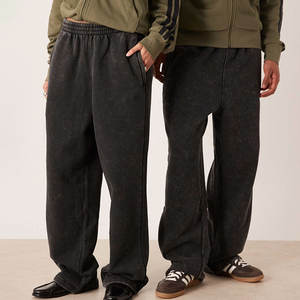 Pantalon de jogging décontracté en molleton de coton et polyester YUCE, couleur charbon de bois, coupe droite, pour homme, avec taille élastique - Product Image 2