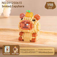 Lot de blocs de construction micro-diamantés Capybara assis, 198 pièces, mini-briques animales orange, fournisseur en gros, cadeau d'anniversaire