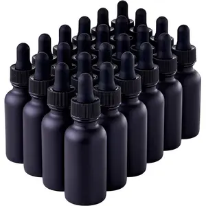 hot sale premium 15Ml 30Ml 50Ml 100Ml Black Glass Essential Serum Hair Oil Bottles With Glass Dropper