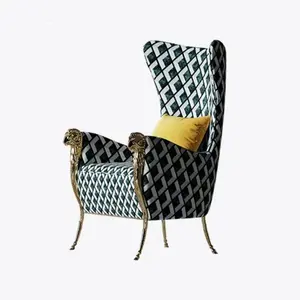 American Post-modern Light Luxury Single Sofa Chair Pure Copper Sheep Head High Baccarat Chair Lounge Chair