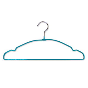 Rounded Shoulder 400mm Teal Blue Anti Slip Household Sweater Organizer PVC Coated Metal Clothes <b>Hanger</b> - Product Image 2