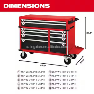 Armoire à outils roulante robuste <span class=keywords><strong>de</strong></span> 56 pouces avec 18 tiroirs et panneau perforé - Product Image 6