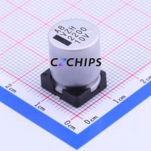 ตัวเก็บประจุอิเล็กโทรไลต์อะลูมิเนียมแบบ SMD รุ่น VZH222M1ATR-1316, ขนาด D12.5xL16 มม. 2200uF 20% 10V 12.5 มม. - Product Image 1