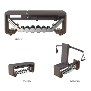 CADRE EN ACIER, CUIR TECH NANO, BOIS BEND Noir Marron Réglable Haltère Rangement avec - Product Image 4