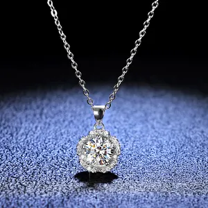 שרשרת יהלומים תכשיטים עדינים שרשרת S925 כסף VVS1 D צבע מויסניט שרשרת נשים תליון אבן חן