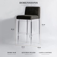 Chaise de bar de loisirs en acrylique, mobilier moderne en acrylique avec coussin en cuir et chaise de salle à manger pour salle à manger