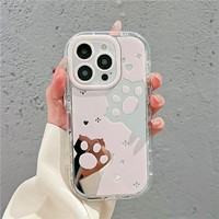Coque de couple antichoc en TPU effet miroir patte de chat creuse pour iPhone 17/16 Pro, iPhone 15 Max et Mate 70