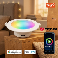 Plafonnier LED intelligent 4 pouces RGBCW 900LM Tuya Zigbee pour Alexa Google, contrôle par application, intensité variable, pour la maison
