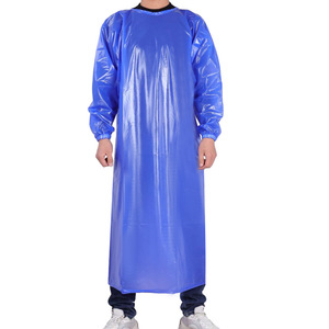 PVC Waterproof Oil Proof <b>Apron</b> Extra Long Large <b>Work</b> Cover Up Wear Resistant Aquatic Slaughtering Reversible Long Sleeve - Product Image 5
