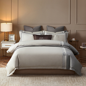 Juego de cama de lujo de EE. UU., Sábana King bordada de algodón 100% y colcha para el hogar, juego de colcha de alta calidad para el hogar del Hotel - Product Image 3
