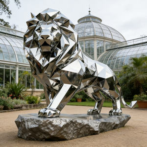 Scultura di Leone in Acciaio Inossidabile Geometrica Personalizzata Decorazione per Zoo e Musei (Servizio OEM/ODM) - Product Image 3