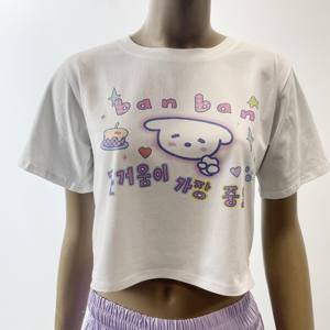 الجملة المرأة شعار مخصص قميص مطبوع في الأسهم المحاصيل أعلى النساء تي شيرت مخصص المحاصيل قمم - Product Image 4