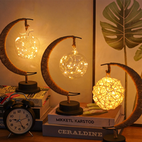 Lampe de nuit lunaire alimentée par USB/batterie Lampe de chevet lunaire Lampe boule de souhaits Ramadan Décoration pour chambre à coucher Mubarak Cadeau