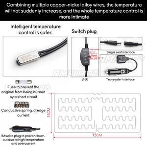 Cojín Calefactor para Asiento de Coche de 12 V, Funda Universal para Asiento de Coche, Almohadilla Calefactora Eléctrica para Asiento de Coche, Manta Térmica para Invierno, Color Café/Negro/Gris - Product Image 6