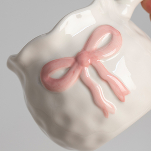 Custom Ceramic pink Bow Cup Porcelain pink Bowknot <strong>Coffee</strong> <strong>Mug</strong> with 400ML Capacity for Sale - Product Image 3
