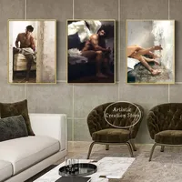 Affiches et impressions sur toile d'art corporel nu sexy abstrait classique peint au spray pour le salon, la chambre à coucher, la décoration murale de la maison