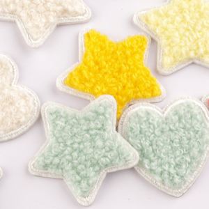 Stock 3cm Mini Iron on Chenille Embroidered Colorful Heart Star Patch for <b>Hat</b> <b>Bag</b> Decoration - Product Image 3