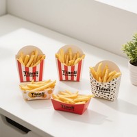 Boîte d'emballage jetable personnalisée pour frites Boîte en papier pour poulet frit Boîte de plastification mate pour aliments français