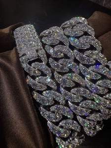 Collier chaîne cubaine en argent 925 avec diamants Moissanite, style Hip Hop, bijoux de mode pour mariage et fête, pour hommes et femmes - Product Image 3