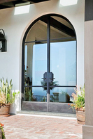 Puerta de Vidrio Doble Arqueada para Interiores, Puerta de Vidrio Grande de una Sola Pieza con Arco en la Parte Superior, Puertas de Vidrio Templado Doble para Casas