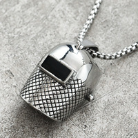 Collier pendentif vintage en acier inoxydable pour homme, masque de soudeur, casque, vente en gros d'usine