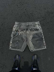 ملابس الشارع الأنيقة ، جينز بقياسات مخصصة للرجال ، ملابس الشارع العتيقة ، سراويل الجينز الفضفاضة للرجال ، سراويل الجينز القصيرة للرجال - Product Image 5