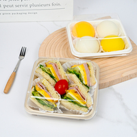 Contenants d'emballage alimentaire jetables en plastique PET pour sandwichs, pâtisseries, gâteaux, pain - Boîte à gâteau carrée transparente