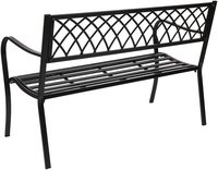 Banc en métal, cadre en acier avec dossier et assise à lattes, chaise à design croisé en acier moulé avec revêtement en poudre, banc de patio pour l'extérieur