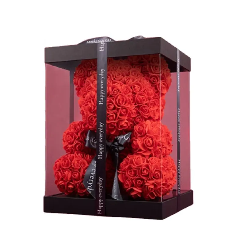 2022 valentines day gift rose bear high quality forever eternal flower rose teddy bear 40cm with gift box Christmas gifts