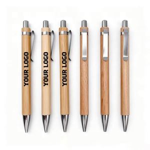 Factory Customization Business Promotion Laser Engraving Blank Ballpoint Bamboo <b>Pen</b> Custom Portable Die Cutting Printing - Product Image 1
