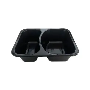 Cpet Food Trays 2 Compartments Microwave Safe Disposable Plastic Food Containers Cpet Plastic Tray Supplier