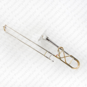 Trombón Profesional <span class=keywords><strong>de</strong></span> Primera Calidad, Cuerpo <span class=keywords><strong>de</strong></span> Latón Dorado, Bb/F, Trombón Tenor Plateado con Bisagra - Product Image 2