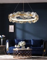 Lustre en verre doré en aluminium postmoderne à LED, luminaire suspendu, lampe pour salle à manger, lampe suspendue pour la maison