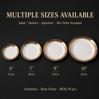 Assiette peu profonde vintage en porcelaine fine avec bord doré, pour salade, dessert, apéritif, 6, 7, 8, 10 pouces, vente en gros pour café, restaurant, mariage