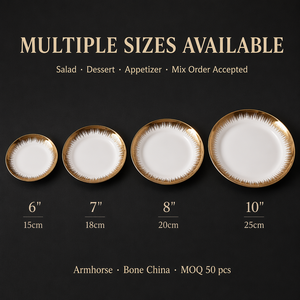 Assiette peu profonde <span class=keywords><strong>vintage</strong></span> en porcelaine fine avec bord doré, pour salade, dessert, apéritif, 6, 7, 8, 10 pouces, vente en gros pour café, restaurant, mariage - Product Image 2