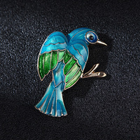 Nouvelle conception 2026 – Broche vintage en émail motif pêcheur d'eau bleu-vert – Épingle de revers oiseau