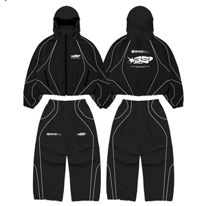 Men's Breathable Windproof Jacket Pants <b>Set</b> Custom Design Private Label Service Windbreaker Streetwear Winter Print - Product Image 4