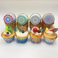 Gobelets à pâtisserie jetables en PET à paroi simple, à couvercle roulé, pour usage industriel, vente en gros, pour muffins et gâteaux, logo personnalisé, diamètre 50 mm