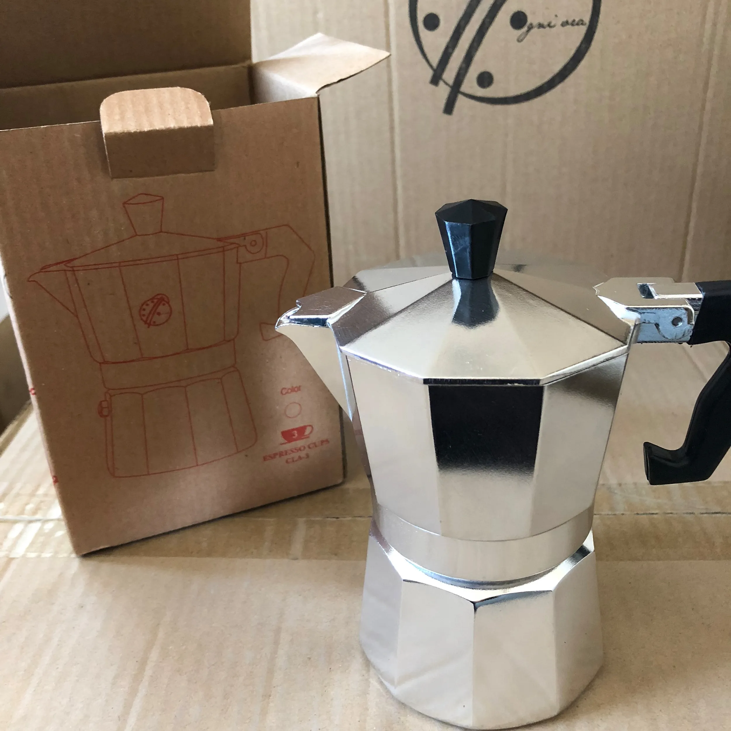 Cafeteira italiana, máquina italiana de espresso-3 copos-sliver moka