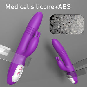 USB-aufladbarer wasserdichter Rabbit-Vibrator in Orange-Lila IPX7 aus Silikon/ABS mit Stoßfunktion, <span class=keywords><strong>Dildo</strong></span> für die männliche Masturbation und G-Punkt-Stimulation, Sex-Produkt - Product Image 5