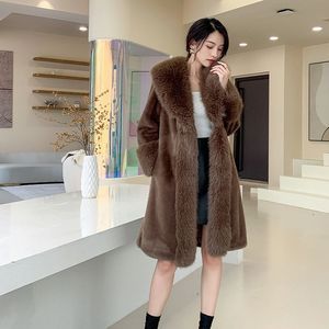 Fourrure longue longueur <span class=keywords><strong>grande</strong></span> <span class=keywords><strong>taille</strong></span> vêtements d'hiver pour femmes avec grand revers fausse fourrure de renard veste d'hiver <span class=keywords><strong>femme</strong></span> - Product Image 2