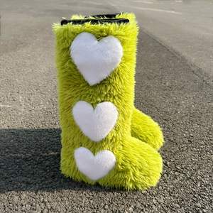 Custom Winter Y 2K Heart Love Dij Hoge Pluizige Laarzen Dames Harige Faux Fox Fur Warme Schoenen Meisjes Pluche Knie Hoge Bont Snowboots - Product Image 6