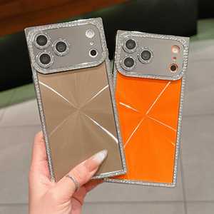 Funda de Teléfono con Diamantes para <span class=keywords><strong>iPhone</strong></span> 11 12 13 14 Mini Pro Max, Funda Protectora con Láser - Product Image 1
