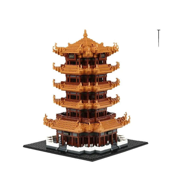 2022 공장 중국어 유명한 노란색 크레인 타워 diy 4032 pcs 미니어처 장난감 3d 키트 빌딩 블록 모델