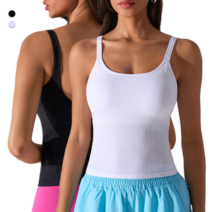 D25075 femmes sans couture col carré débardeur intégré soutien-gorge nu sentiment mince <span class=keywords><strong>Yoga</strong></span> haut - Product Image 5