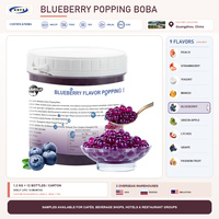 Bolas de Jugo de Arándanos con Efecto Explosivo (Popping Boba) 1.2kgx12 Cartón, Ricas en Antioxidantes, para Té de Burbujas, Smoothies y Yogur
