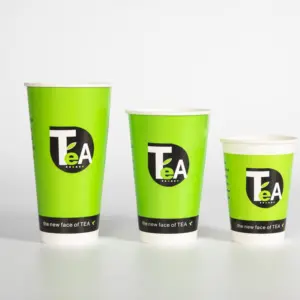 Wholesale Factory 12Oz 16Oz 24Oz Customized Cold Hot Beverage Paper Cup Printed Paper Double Wall Disposable Coffee Cups